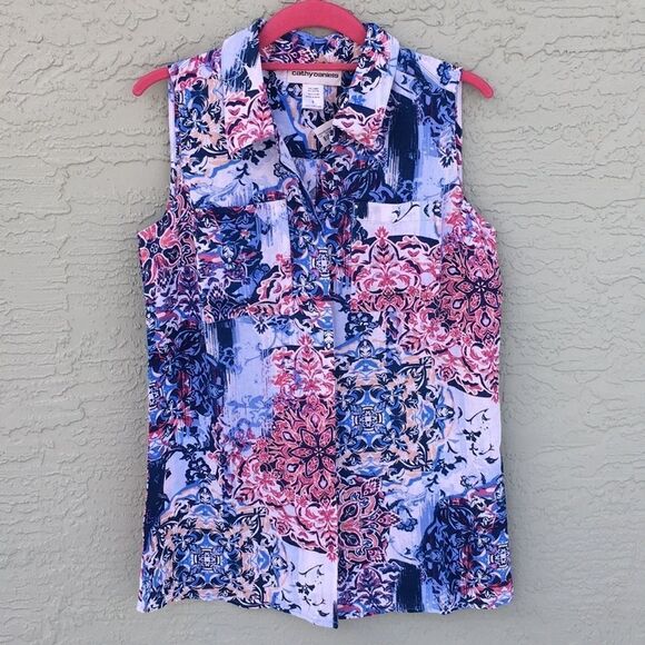 Cathy Daniels Sz S NWT Sleeveless Button Down - Picture 1 of 12